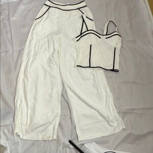 White 2 Piece Set with Black Trim, inseam is 30in